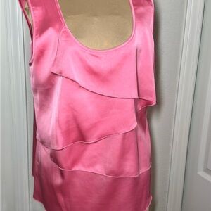 Kasper Pink Ruffle Front Tank Top